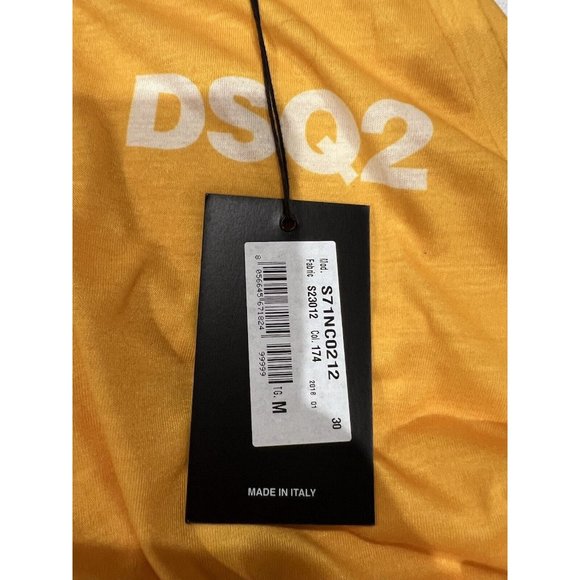 DSQUARED2 Mens DSQ2 Tank Top Shirt Yellow White Sz M Made in Italy NWTS71NC0212 - Picture 8 of 13